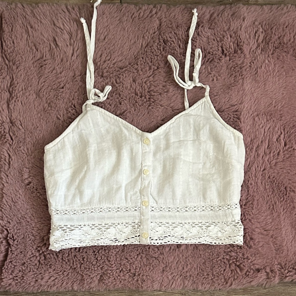 White button up crop top